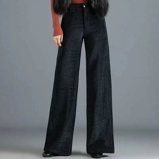 Perrine | Pantalon large en velours côtelé taille haute