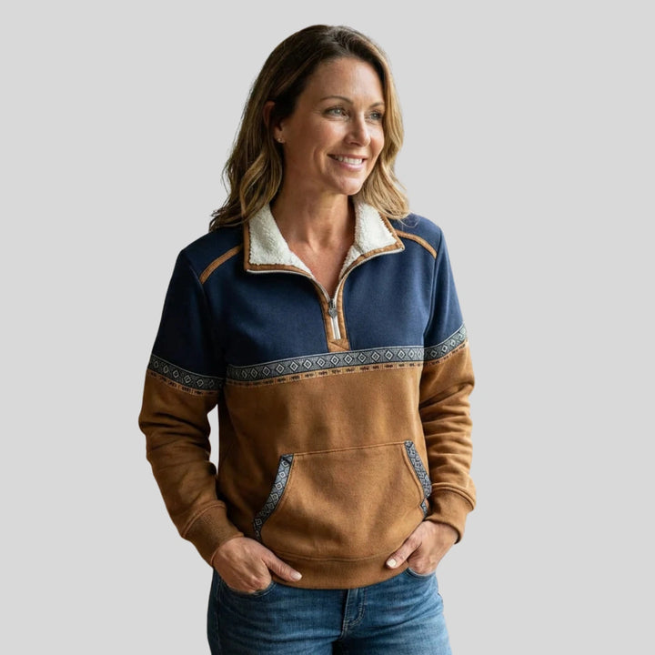 Domitille | Pull demi-zippé bicolore col effet sherpa