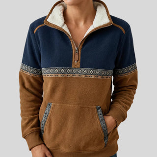Domitille | Pull demi-zippé bicolore col effet sherpa