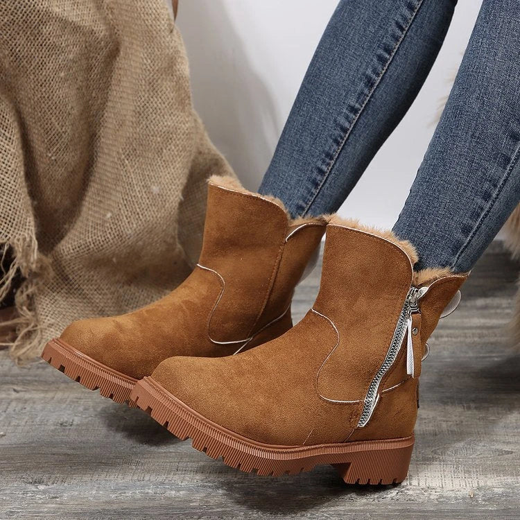 Nolwenn | Bottines fourrées zippées à semelle crantée