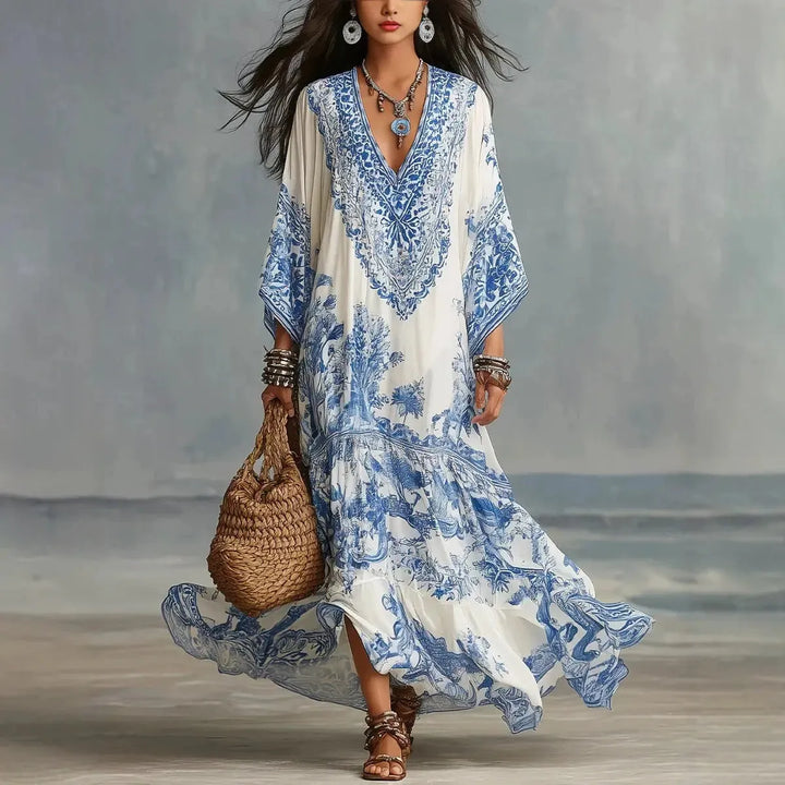 Alba | Robe longue bohème à imprimé ethnique