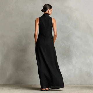 Marina | Robe longue à col montant et poches