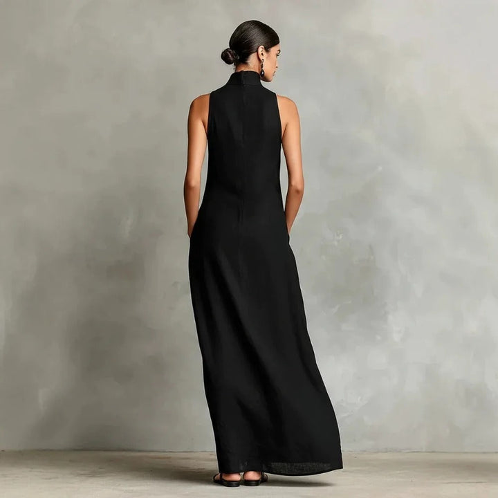 Marina | Robe longue à col montant et poches