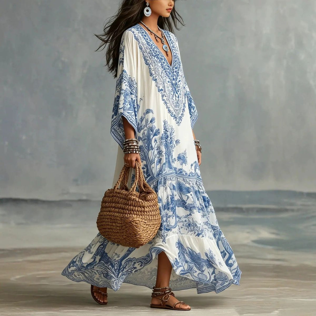 Alba | Robe longue bohème à imprimé ethnique