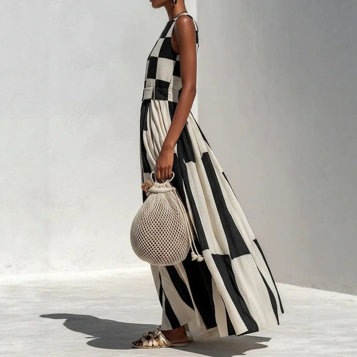 Noa | Robe longue à imprimé géométrique