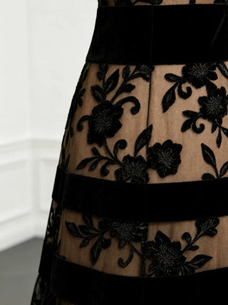 Odette | Robe midi en tulle brodé fleuri
