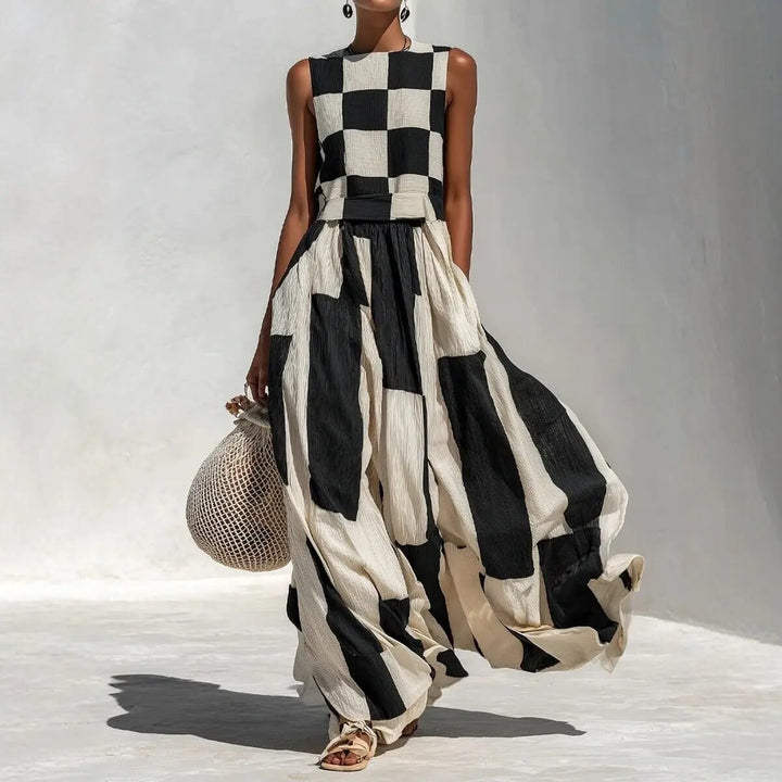 Noa | Robe longue à imprimé géométrique
