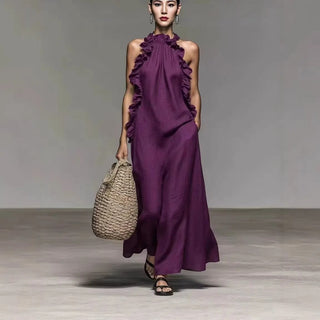 Adriana | Robe longue à encolure licou
