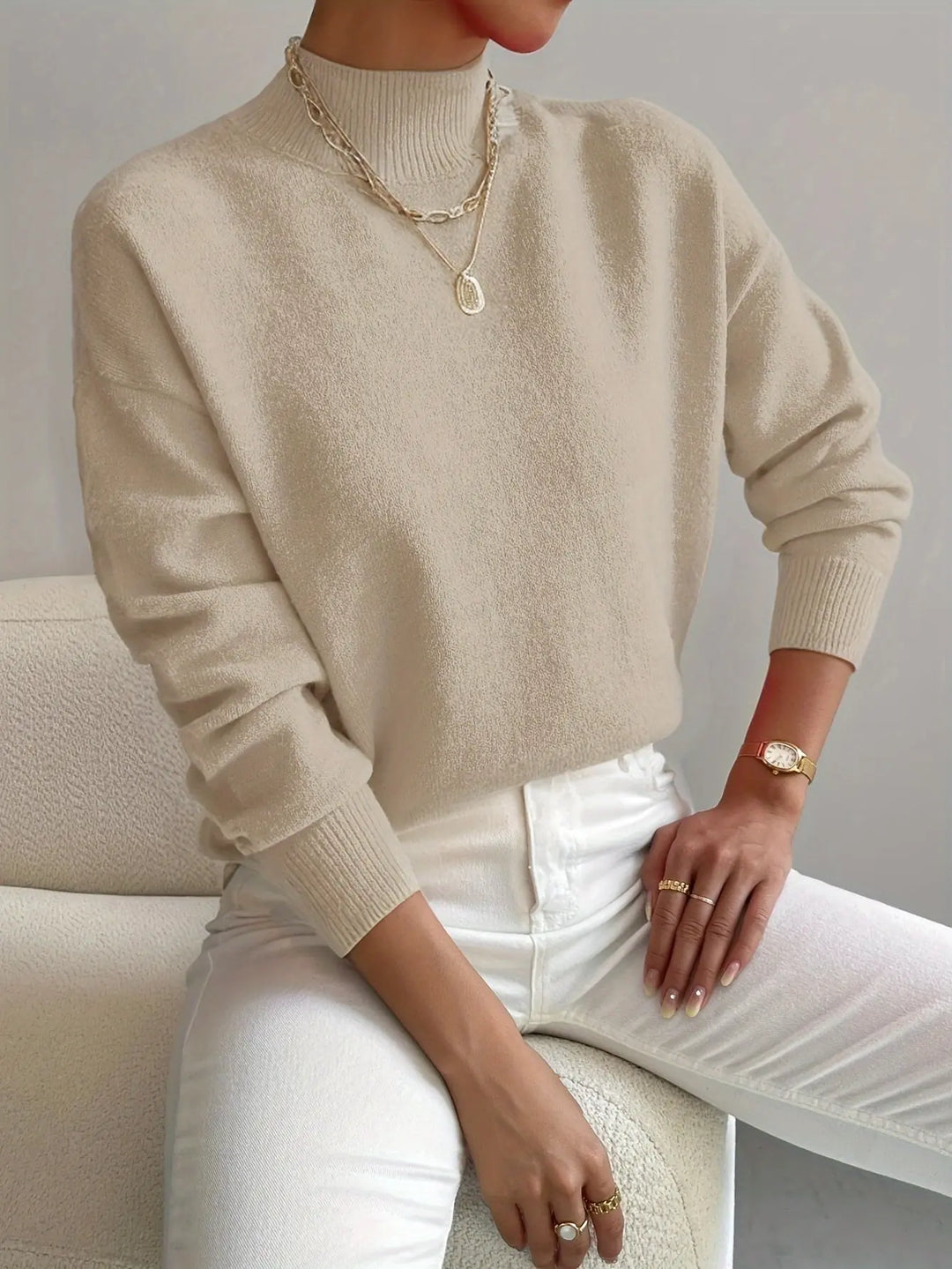 Rosine | Pull chic en cachemire à col montant