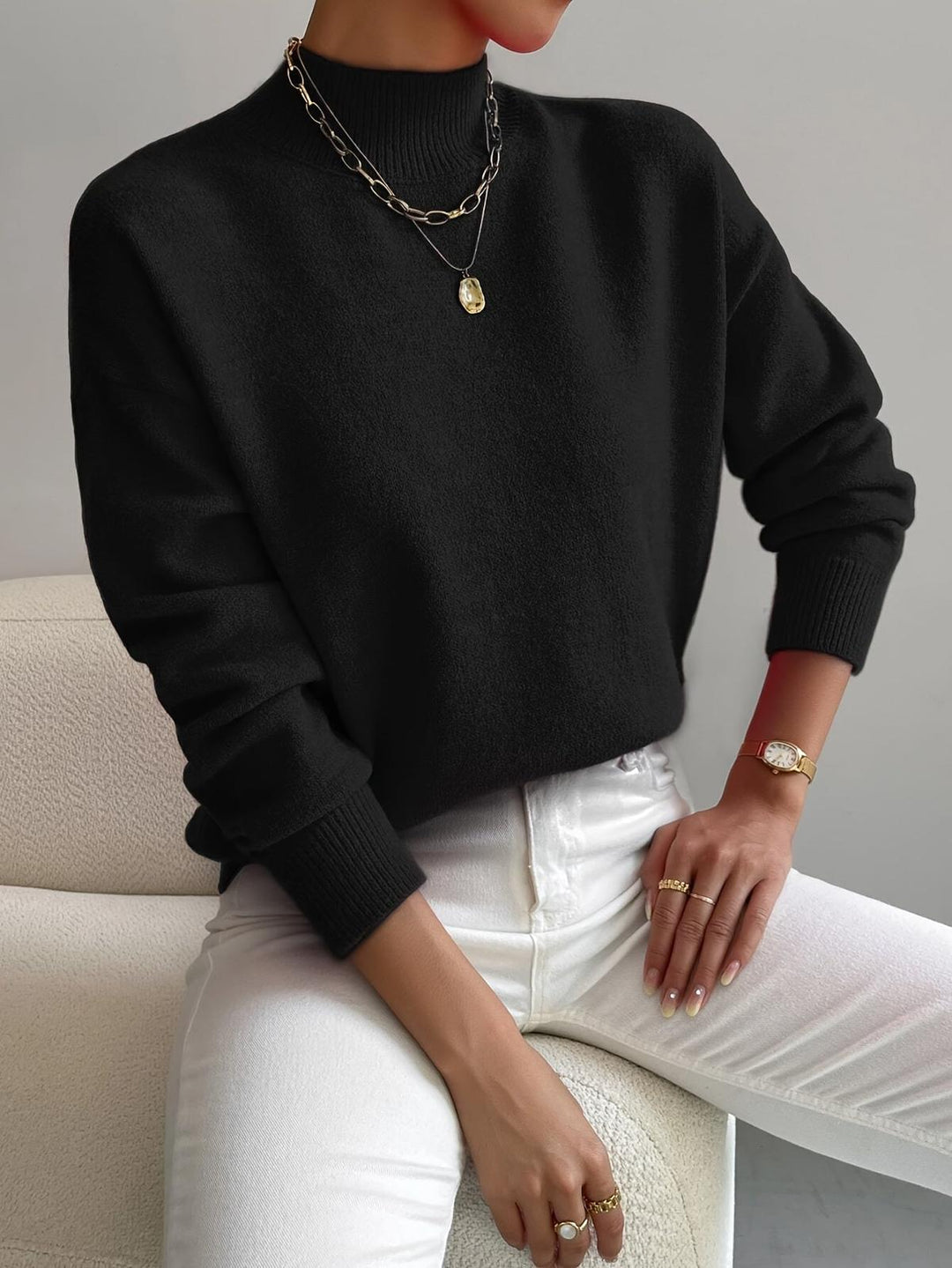 Rosine | Pull chic en cachemire à col montant