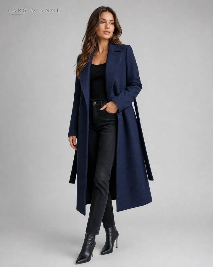 Mélanie – manteau long ceinturé effet laine