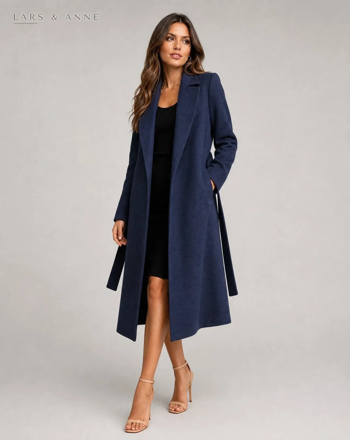 Mélanie – manteau long ceinturé effet laine