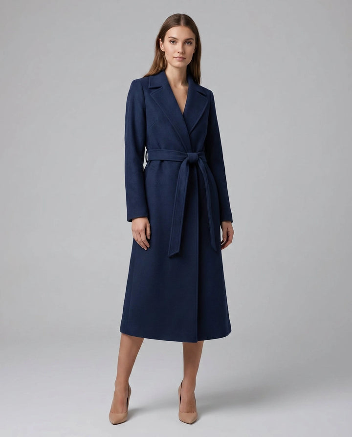 Mélanie – manteau long ceinturé effet laine