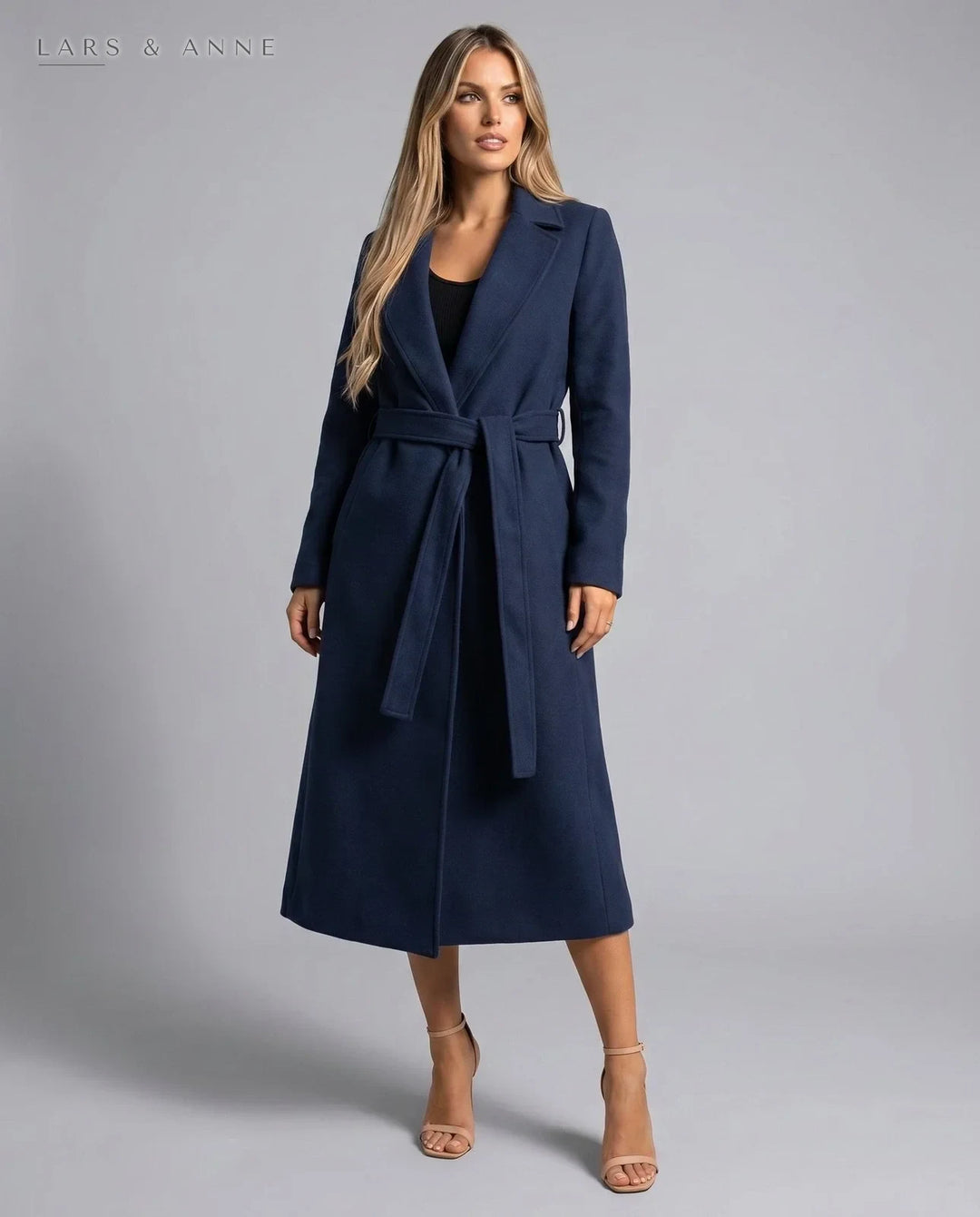 Mélanie – manteau long ceinturé effet laine
