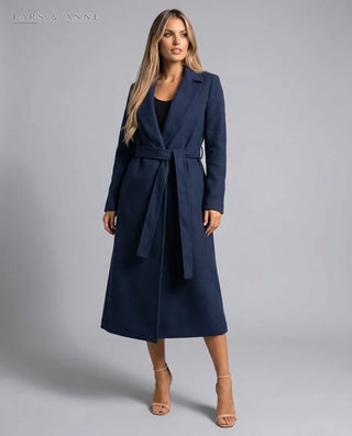 Mélanie – manteau long ceinturé effet laine