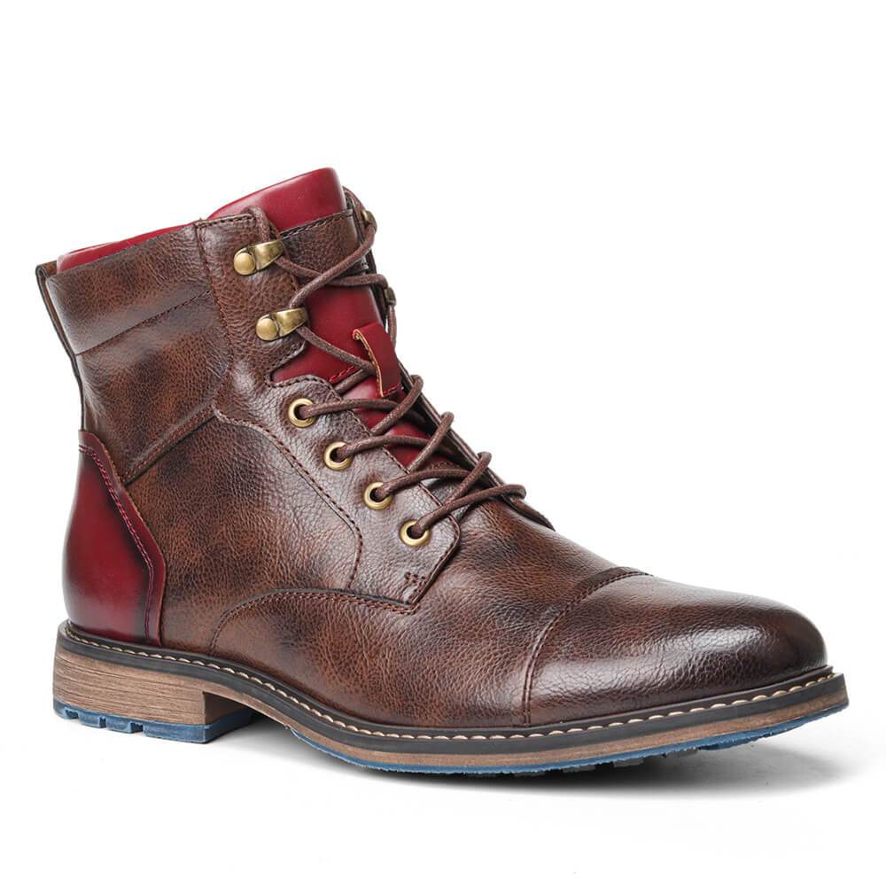 Mathieu | Bottines effet cuir à lacets et zip