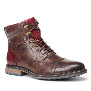 Mathieu | Bottines effet cuir à lacets et zip