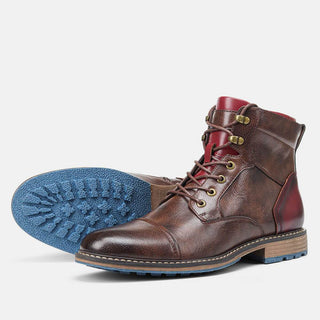 Mathieu | Bottines effet cuir à lacets et zip