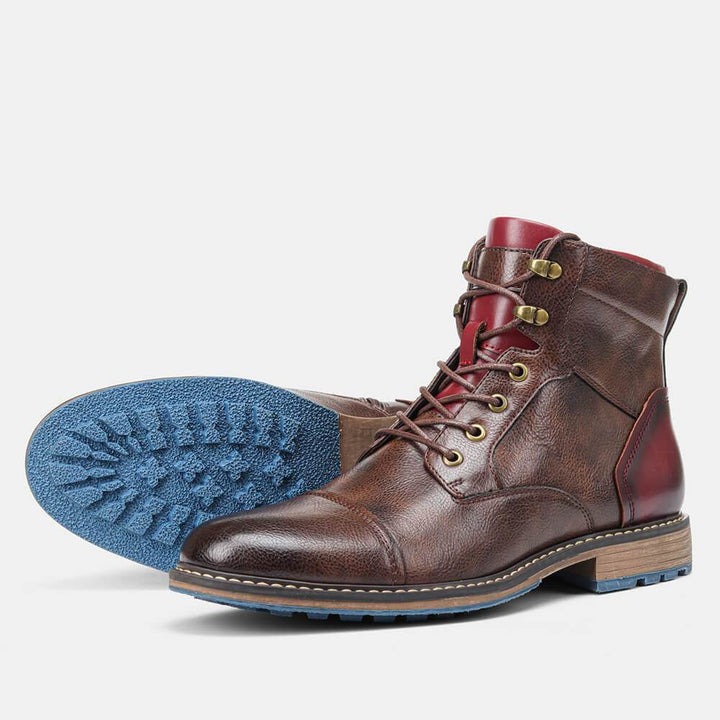 Mathieu | Bottines effet cuir à lacets et zip