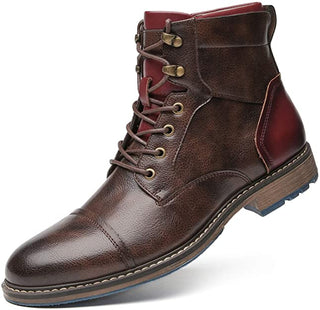 Mathieu | Bottines effet cuir à lacets et zip