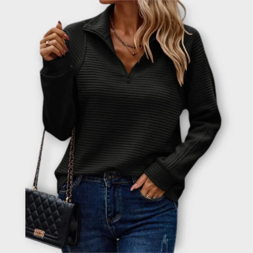 Océane | Pull demi-zippé en maille texturée
