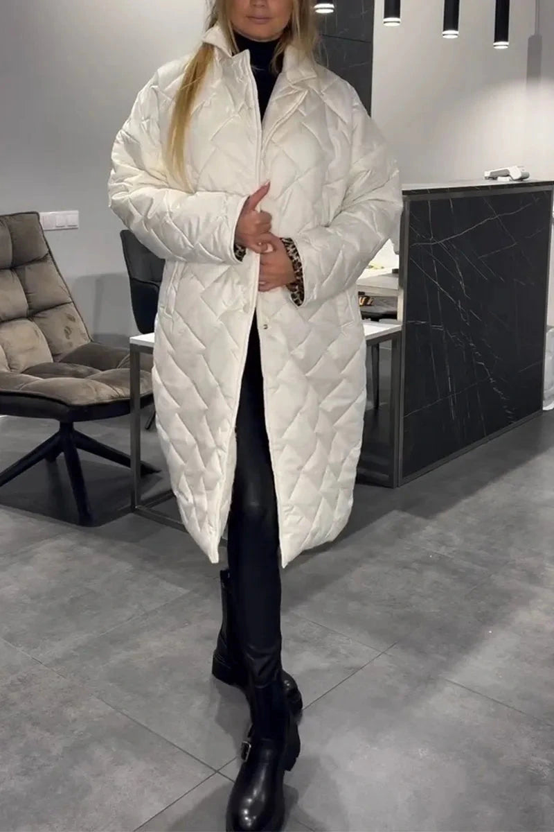 Mahaut | Manteau long matelassé à doublure léopard
