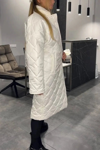 Mahaut | Manteau long matelassé à doublure léopard