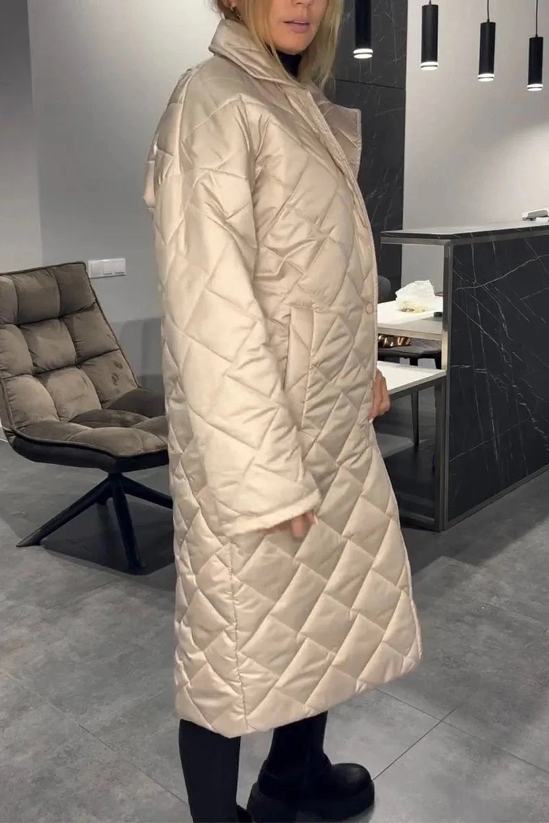 Mahaut | Manteau long matelassé à doublure léopard