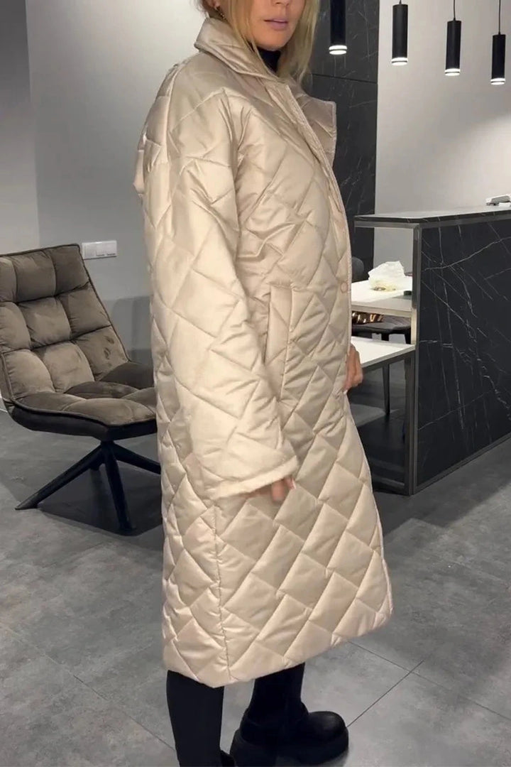 Mahaut | Manteau long matelassé à doublure léopard