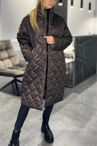 Mahaut | Manteau long matelassé à doublure léopard
