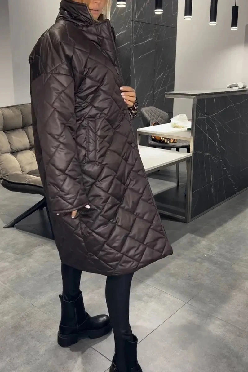 Mahaut | Manteau long matelassé à doublure léopard