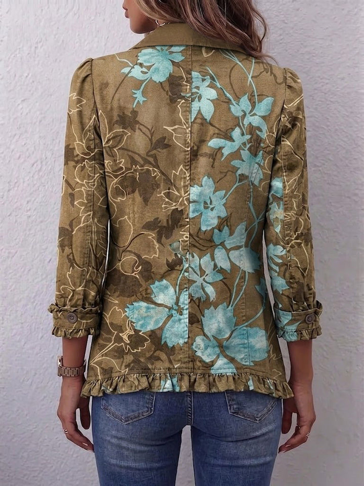 Annette | Veste bohème à volants fleurs vintage dégradées