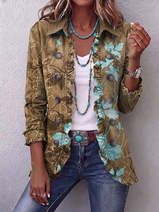 Annette | Veste bohème à volants fleurs vintage dégradées