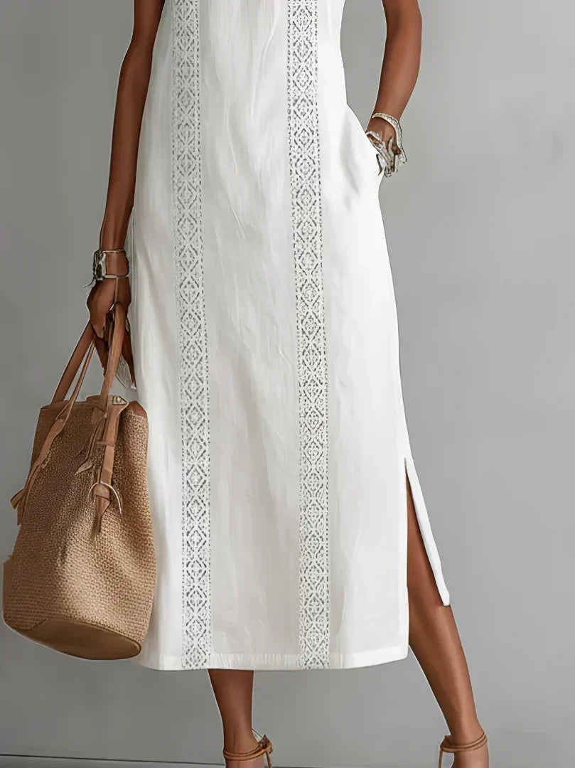 Valeria | Robe midi élégante à col mao