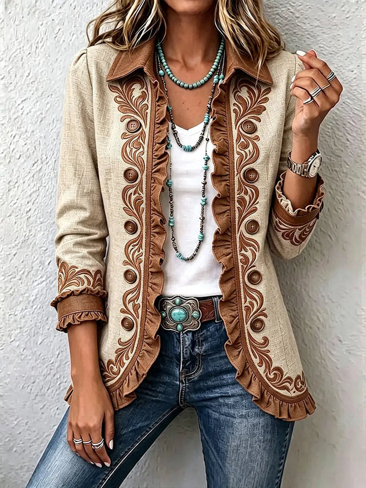Isabelle | Vintage Bohemian Floral Pleated Jacket