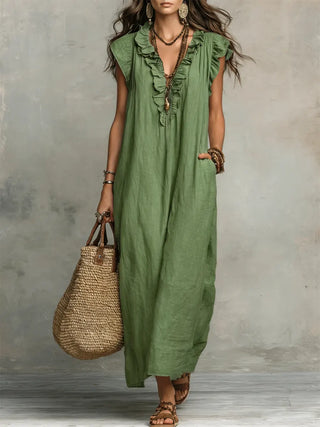 Camelia | Robe longue bohème à col V