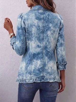 Michèle | Veste bohème à volants imprimé botanique dégradé