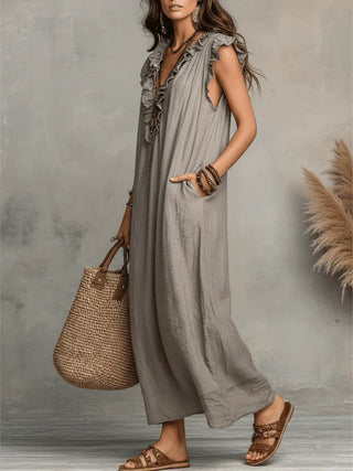 Camelia | Robe longue bohème à col V
