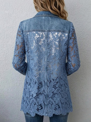 Sandra | Veste blazer à empiècements en dentelle fleurie