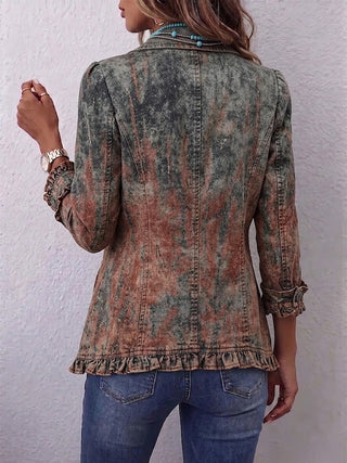 Jeannette | Veste à volants imprimé texturé dégradé vintage