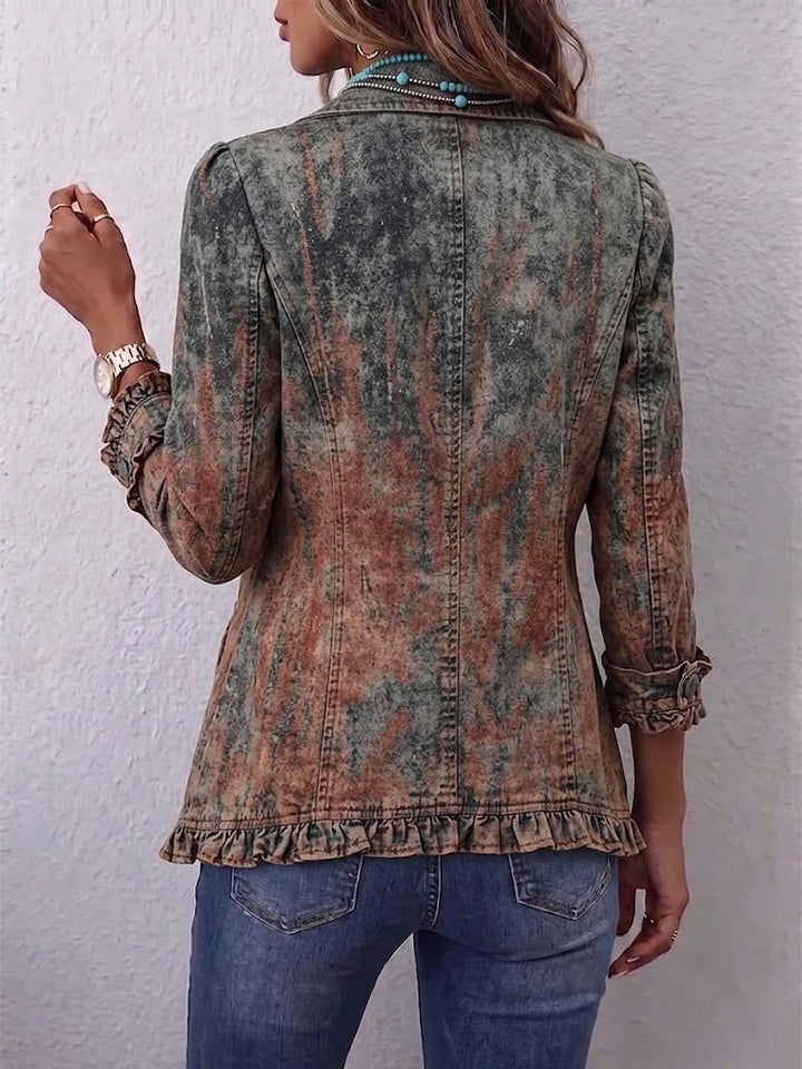 Jeannette | Veste à volants imprimé texturé dégradé vintage