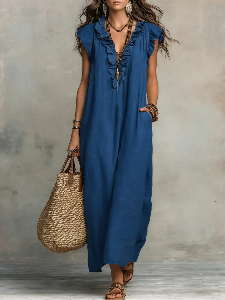 Camelia | Robe longue bohème à col V