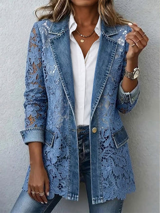 Sandra | Veste blazer à empiècements en dentelle fleurie