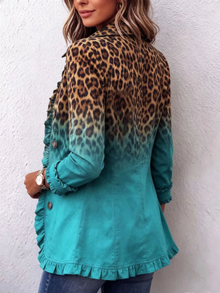 Dominique | Manteau blazer à volants léopard ombré