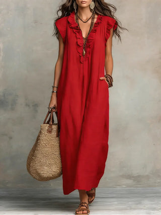Camelia | Robe longue bohème à col V