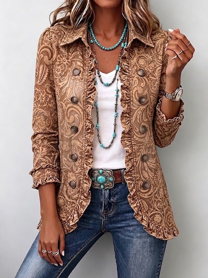 Suzanne | Veste plissée bohème à imprimé fleuri vintage