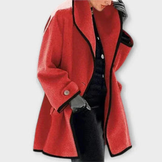 Pénélope – manteau évasé effet laine à liseré contrasté