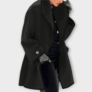 Pénélope – manteau évasé effet laine à liseré contrasté
