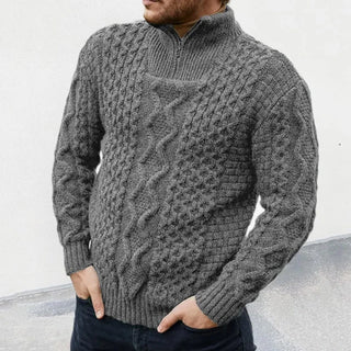Marin | Pull col montant zippé en grosse maille torsadée