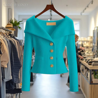 Quitterie – gilet cintré en maille côtelée à boutons